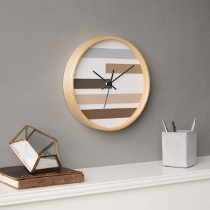 Horloge Géométrique Naturel Tones de Terre Bandes Art Moti