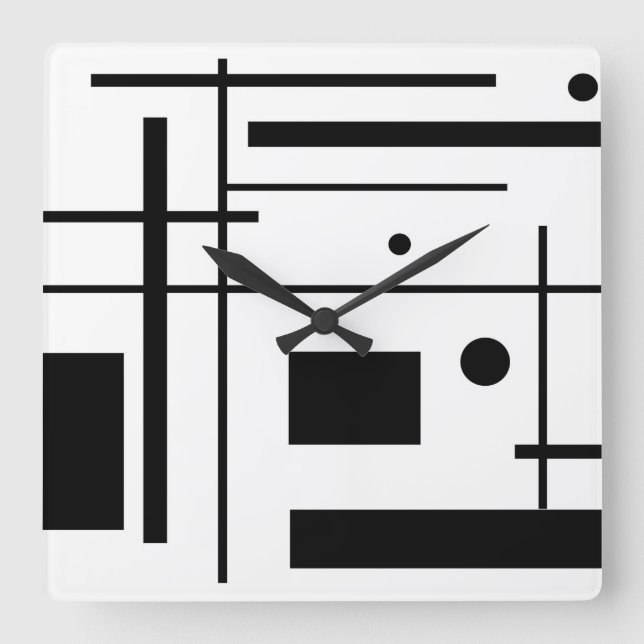 Horloge géométrique noire et blanche de formes (Recto)