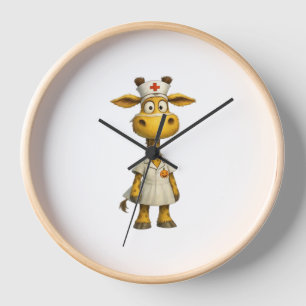 Horloge Giraffe Nurse Cartoon - Héros de soins de santé lu