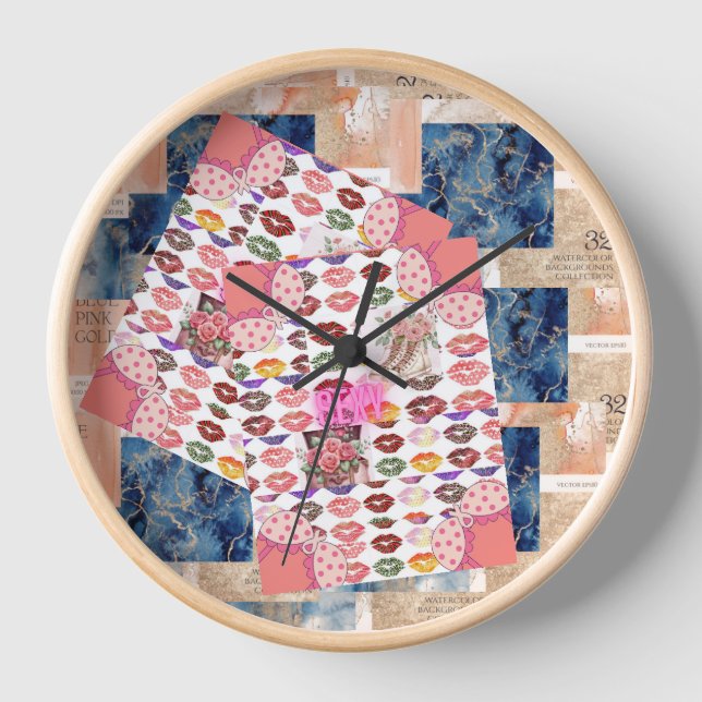 Horloge  girly clock Rose Gold Blush Pink  (Recto)