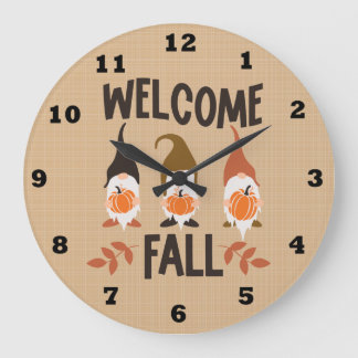 Horloge Gnome Automne Bienvenue