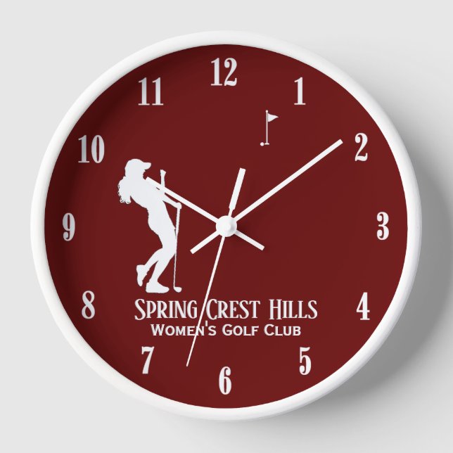 Horloge Golf féminin Deux lignes Maroon personnel (Recto)