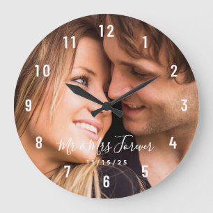 Horloge grande avec photo de couple personnalisée