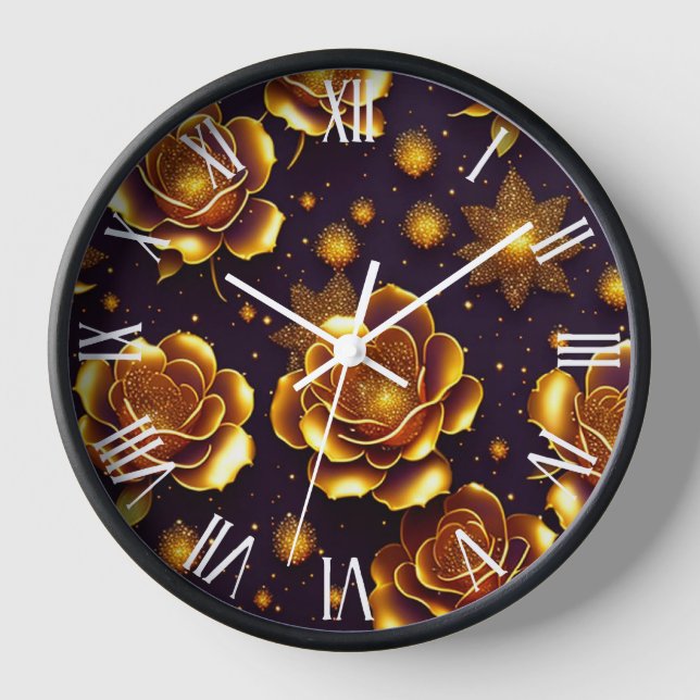 Horloge Grande Collection Gold Rose moderne de luxe (Recto)