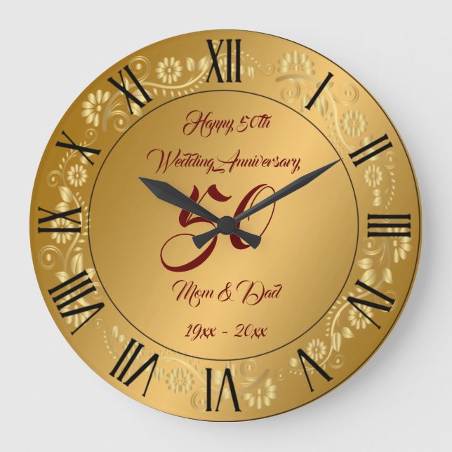 Horloge grande personnalisée Happy Gold 50e annive (Recto)
