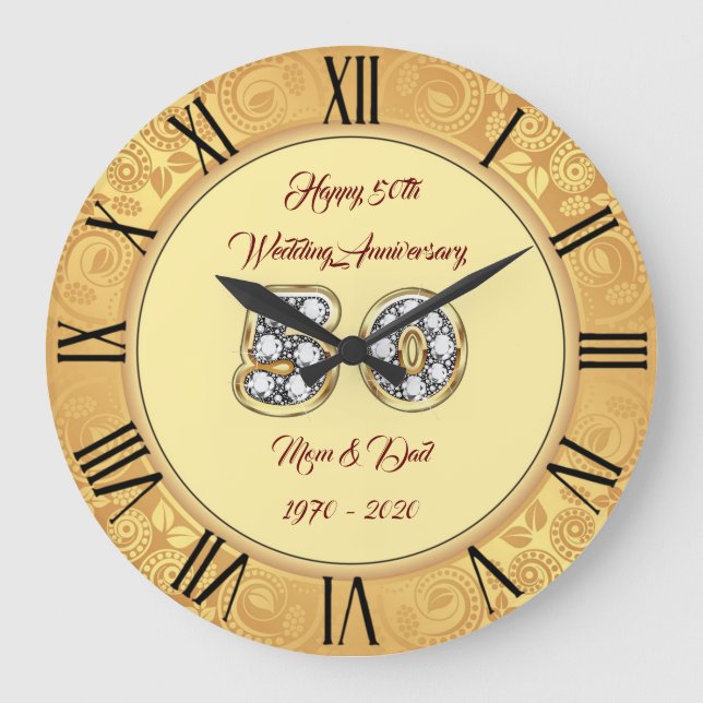 Horloge grande personnalisée Happy Gold 50e annive (Recto)