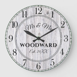Horloge grande personnalisée pour mariage rustique