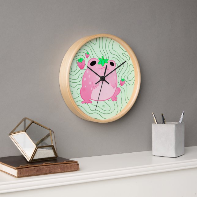 Horloge Grenouille à fraise Kawaii (Bureau)