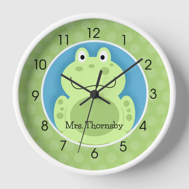 Horloge Grenouille Toad Green Cute Frogs Enseignant Baby W (Recto)
