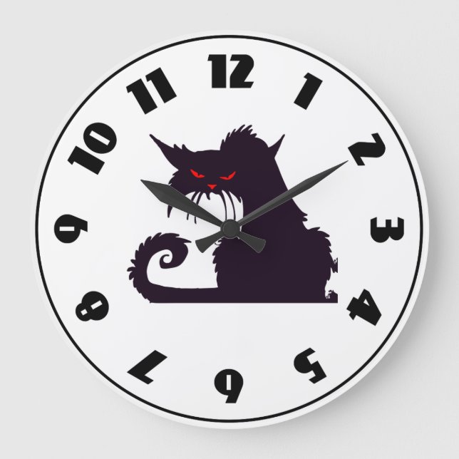 Horloge grincheuse de chat noir (Recto)
