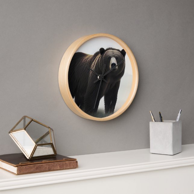 HORLOGE GRIZLY BEAR WOOD WALL CLOS (Bureau)
