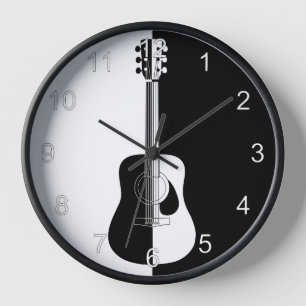 Horloge Guitare noire et blanche de concepteur moderne