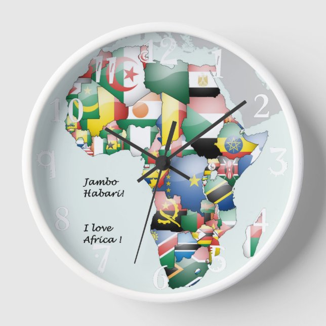 Horloge Hakuna Matata Jambo Habari Afrique ! J'aime l'Afri (Recto)