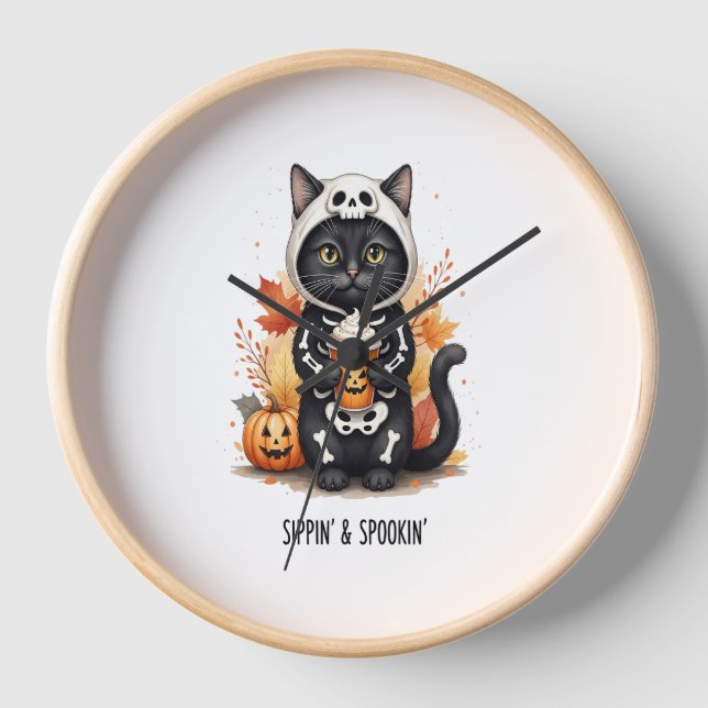 Horloge Halloween éffrayant Cute Cat (Recto)
