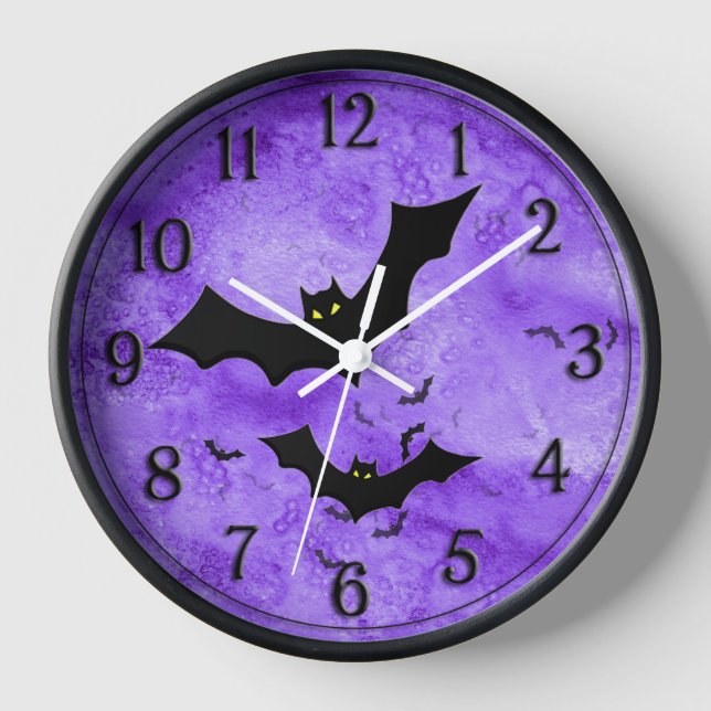Horloge Halloween: Silhouettes de chaume pourpre Grunge (Recto)