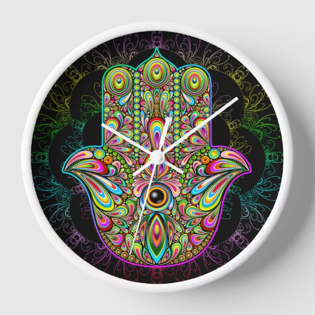 Horloge Hamsa Fatma Main Psychedelic Art (Recto)