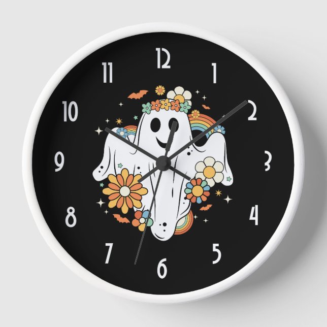 Horloge Happy Ghost Retro Hippie Vibe (Recto)
