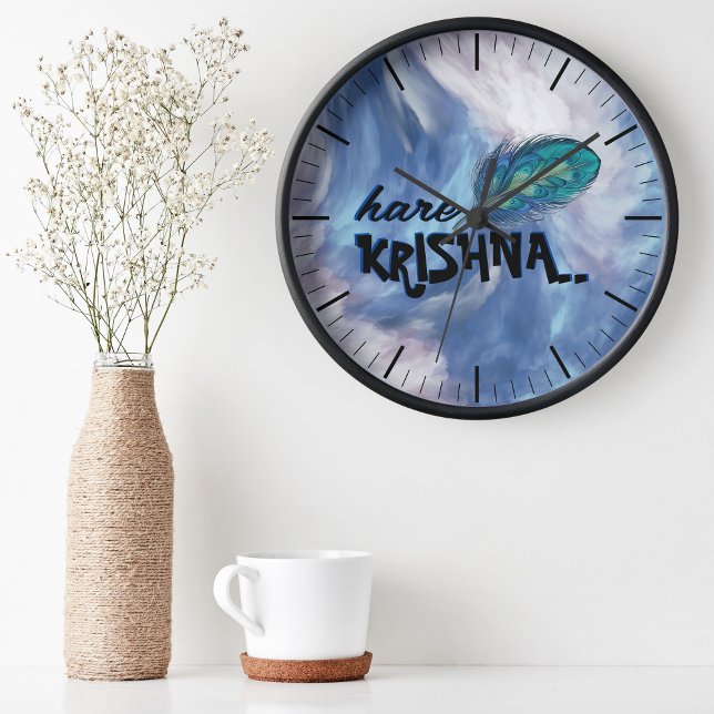 Horloge "Hare Krishna" Peacock Feather Hindu (Créateur téléchargé)