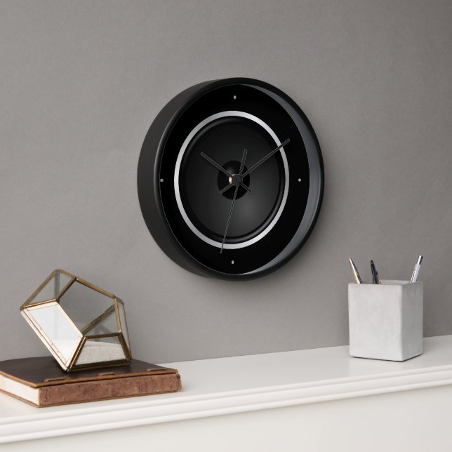 Horloge Haut-parleur de musique noire (Bureau)