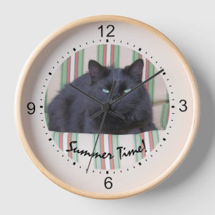 Horloge - Heure d'été du chat noir