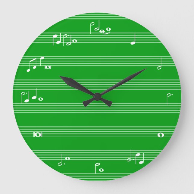 Horloge horaire de notation musicale - Vert et bla (Recto)
