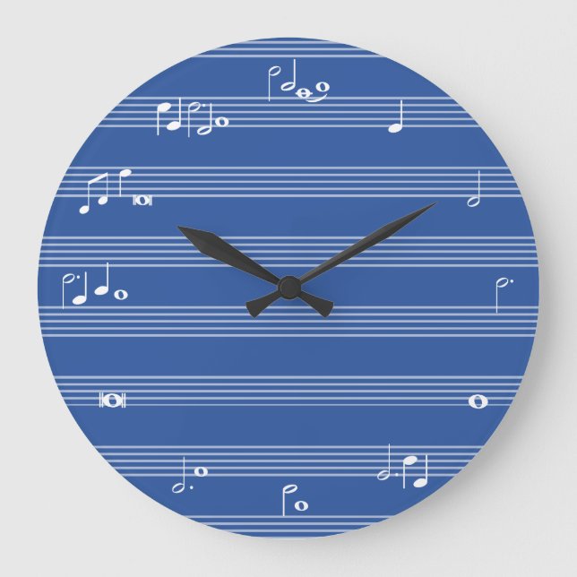 Horloge horaire des notes de musique - Bleu et bla (Recto)