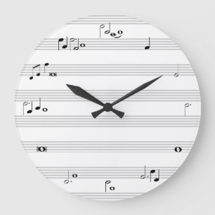 Horloge horaire des notes de musique - noir et bla