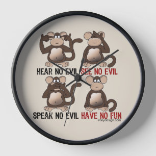 Horloge Humeur sage de singes