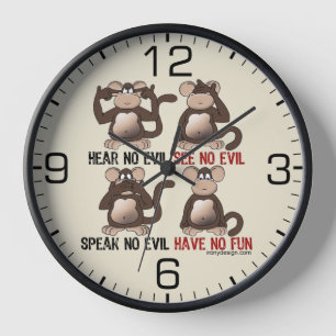 Horloge Humeur sage de singes