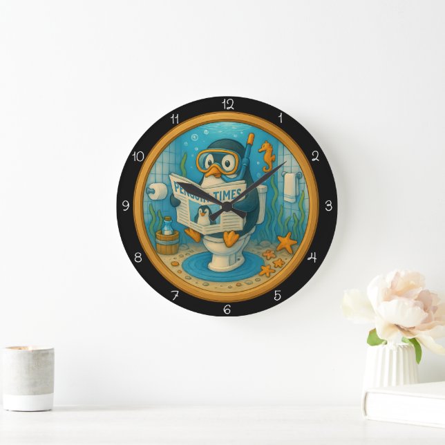 Horloge humoristique de salle de bain en pingouin (Maison)