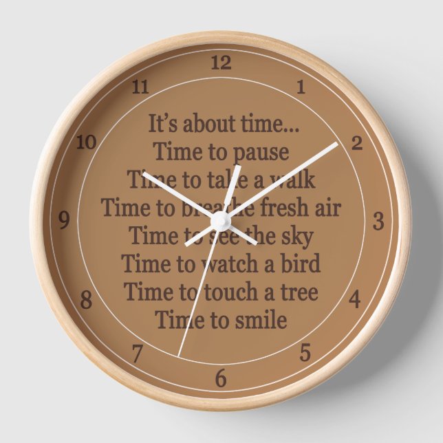 Horloge Il est temps de l'heure nature exercice santé brun (Recto)