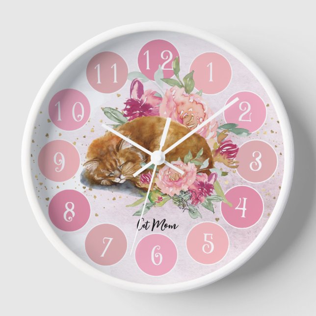 Horloge Illustration de chat orange Enfants (Recto)