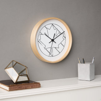 Horloge Illustration de la ligne Feuille d'érable canadien