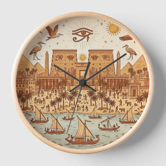 Horloge Illustration de la ville antique égyptienne Boho-T
