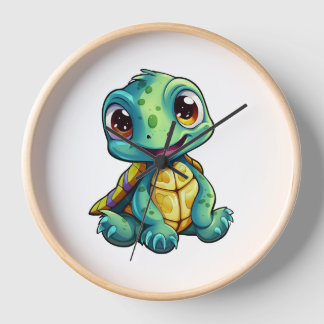 Horloge Illustration de tortue caricaturale