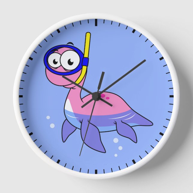 Horloge Illustration D'Un Monstre De Loch Ness De Snorkeli (Recto)