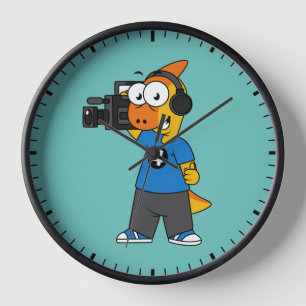 Horloge Illustration D'Un Opérateur De Caméra Parasaurolop