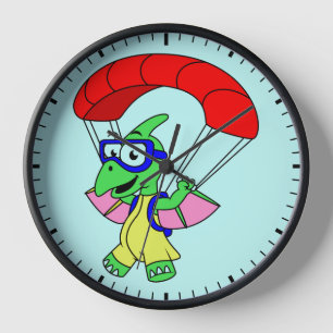 Horloge Illustration D'Un Parachutage De Ptérodactyle.