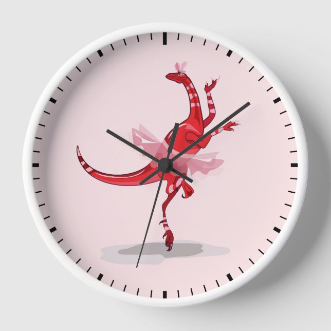 Horloge Illustration D'Un Raptor Danseur Ballerina. (Recto)