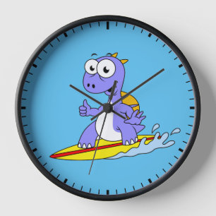 Horloge Illustration D'Un Spinosaure De Surf.