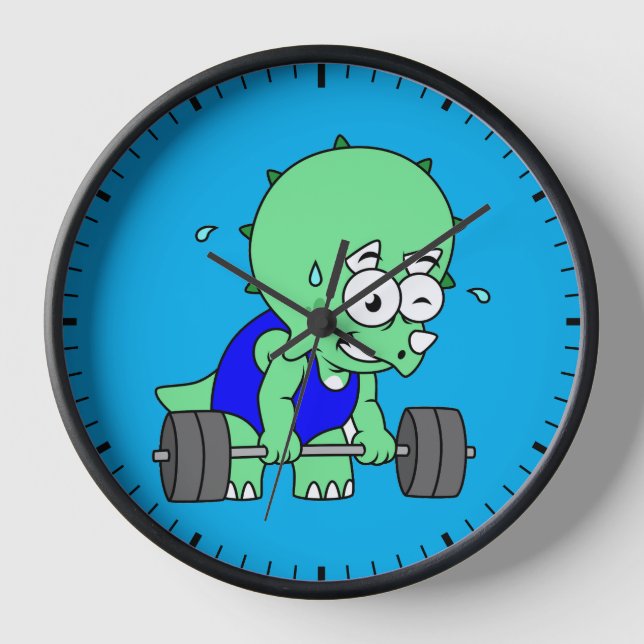 Horloge Illustration D'Un Tricératops Poids De Levage. (Recto)