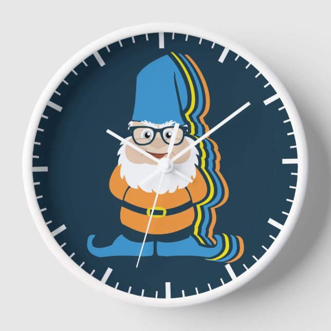 Horloge Illustration funky Hipster Garden Gnome (Recto)