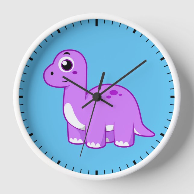 Horloge Illustration Mignonne D'Un Brontosaurus Dinosaure. (Recto)