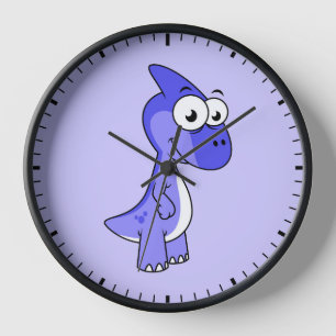 Horloge Illustration Mignonne D'Un Parasaurolophus Dinosau