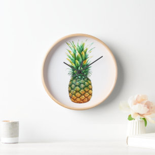 Horloge Impression de l'horloge-ananas en bois