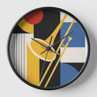 Horloge Impression de trombone Bauhaus, musique moderne du
