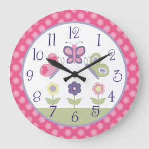 Horloge infirmière à papillon rose et pourpre pers