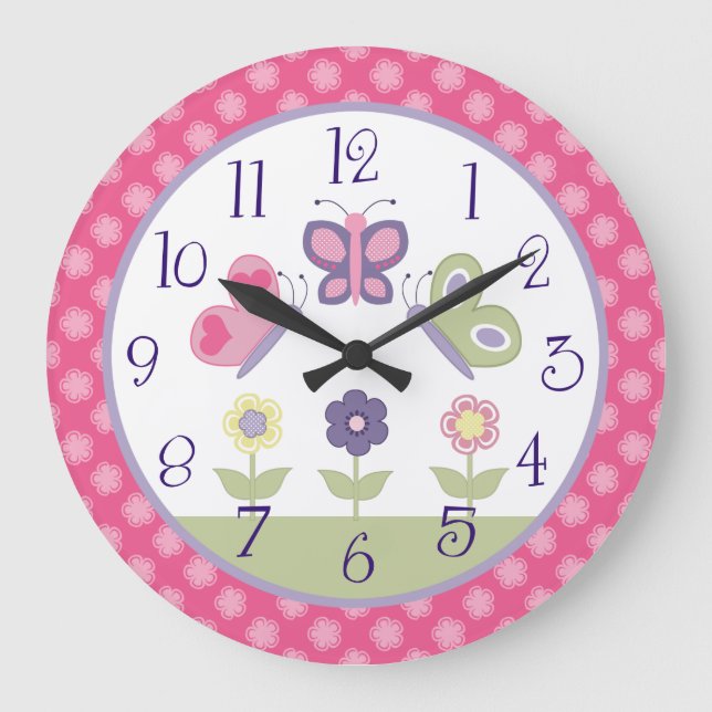 Horloge infirmière à papillon rose et pourpre pers (Recto)