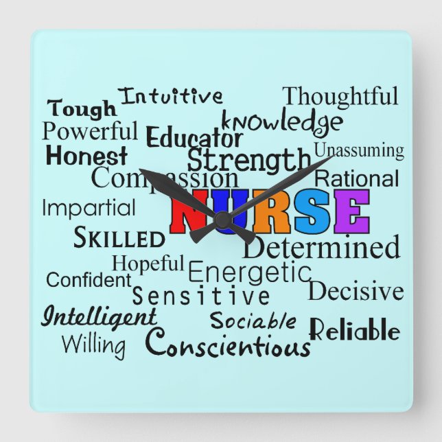 Horloge infirmière "Mots à décrire" (Recto)