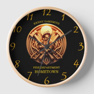 Horloge Insigne des services d'incendie symbolisant la bra